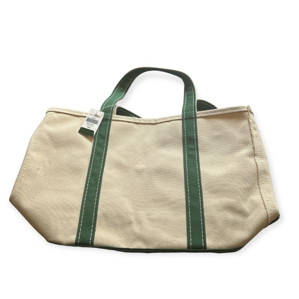 Vintage regular size canvas tote bag with green trim nwt